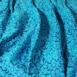 Vintage blue and turquoise damask curtains